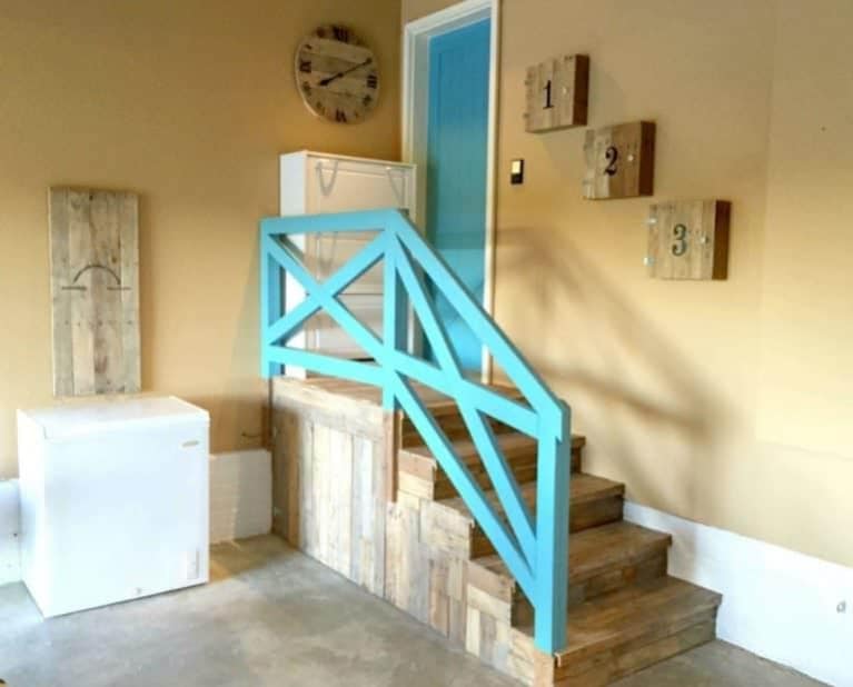 pallet cladded staircase