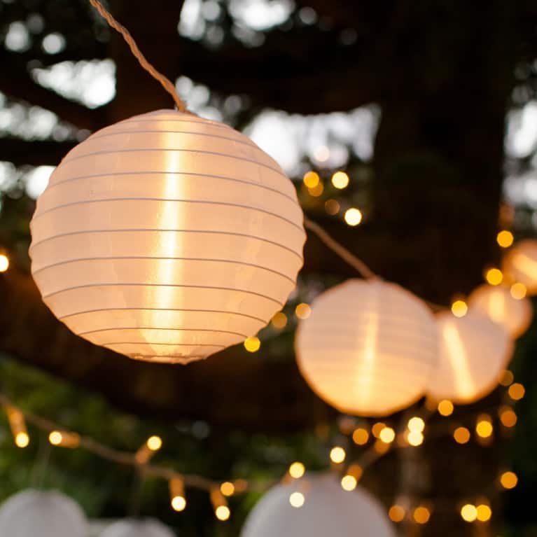 round paper lantern fairy lights
