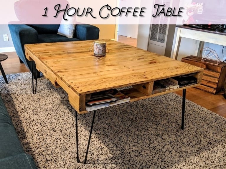 pallet coffee table with hairpin legs