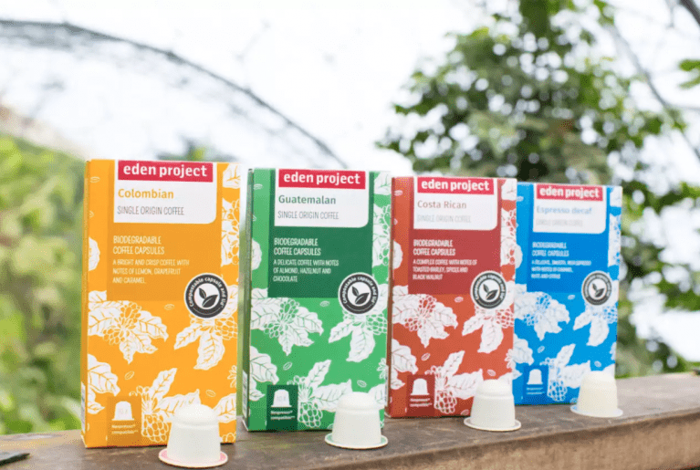 Biodegradable coffee pods from The Eden Project