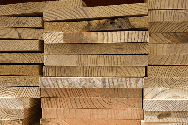 Cut timber in a pile