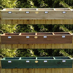 wooden window boxes for plants and herbs