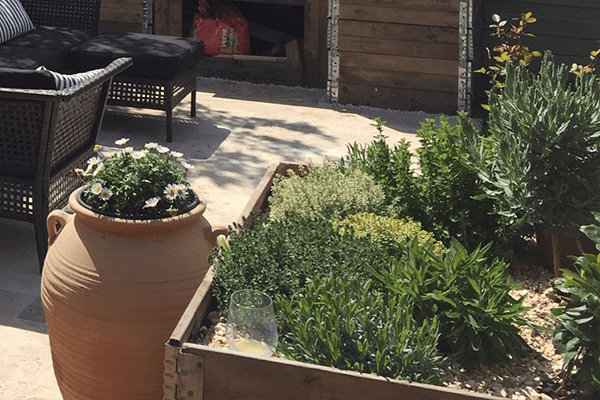 pallet collar raised beds in italian style garden