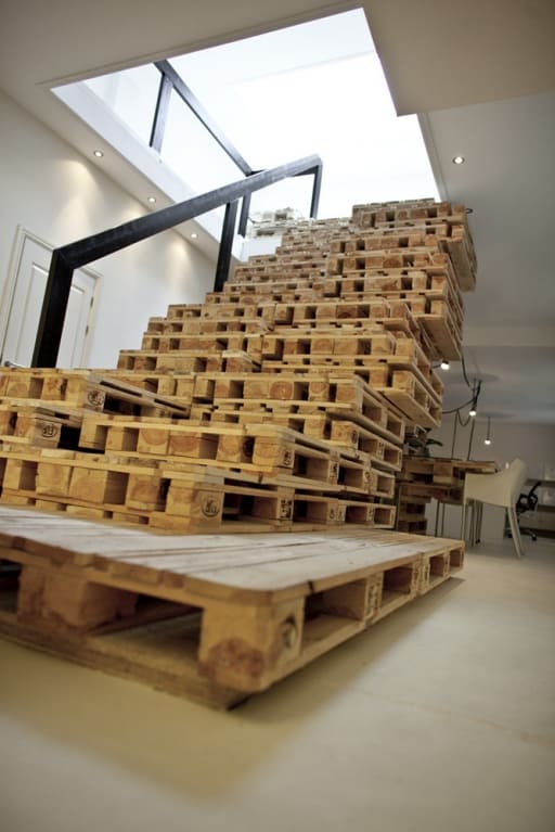 Office staircase made from pallets