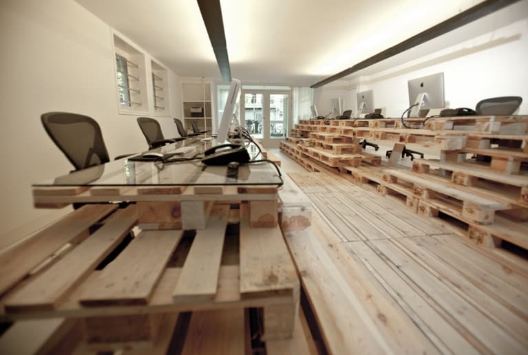 Office desks made from pallets